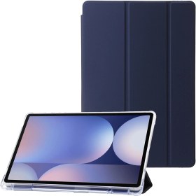 Resim XFashion Samsung Galaxy Tab S10 Plus Üç Katlı Stand Deri+Tpu+Akrilik Şeffaf Arka Tablet Kılıfı (Yurt Dışından) 