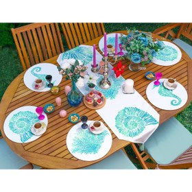 Resim 6+1li Turkuaz Deniz Canlıları Özel Tasarım Supla Runner Seti 