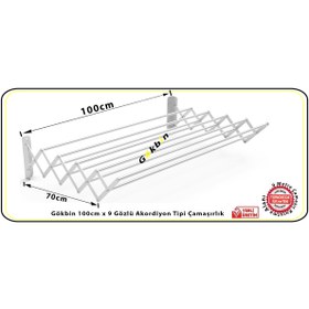 Resim Gökbin Akordiyon Tipi Çamaşır Kurutma Askısı 100cmx9 Gözlü Paslanmaz Alüminyum Yeni Ürün Trend 
