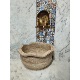 Resim Akm Dekor Traverten Fırfır Düz Mermer Kurna 