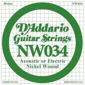 Resim D'Addario NW034 Nickel Wound Elektro ve Akustik Gitar Tek Tel (34) 