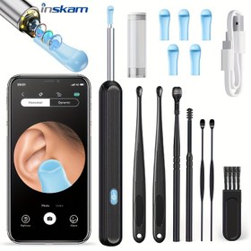 Resim Kamera ve Işık İçeren 7 Parça Kulak Kiri Temizleme Seti, iOS ve Android Uyumlu 6 Silikon Uç - Kolay ve Güvenli Evde Kulak Temizlik Aracı 