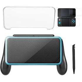 Resim Nintendo 2DS XL için 1 Stylus ve 1 Şeffaf Kılıf ve 1 Ekran Koruyucu ile El Kavrama Tutacağı Kılıf Braketi 