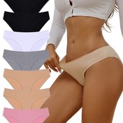 Resim 7'li Kadın İç Çamaşırı Seti, Düz Renk, Günlük Kullanım için Rahat Üçgen Külotlar 