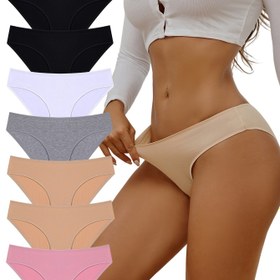 Resim 7'li Kadın İç Çamaşırı Seti, Düz Renk, Günlük Kullanım için Rahat Üçgen Külotlar 