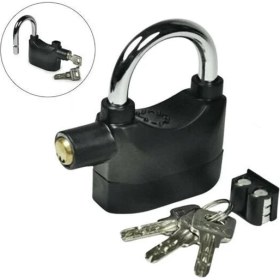 Resim Buffer® Desibel Siyah Alarmlı Çok Fonksiyonlu Ekstra Güvenlikli Kare Asma Dolap Kilidi 