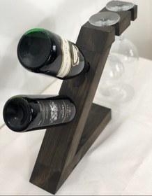 Resim Doğal Ahşap Masa Üstü Şaraplık Standı Masif Dekoratif Şaraplık 