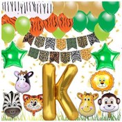 Resim Safari Konsepti K Harfli Doğum Günü Parti Kutlama Seti; Harf Ve Y 