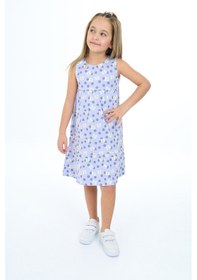 Resim Toontoy Kız Çocuk Baskılı Elbise Mavi 
