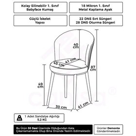 Resim Canisa Risa Serisi 6 Adet Cappucino Mutfak Sandalyesi Krom Kaplama Metal Ayak 1. Sınıf Babyface Kumaş Cappucino Sandalye Krom Ayak 