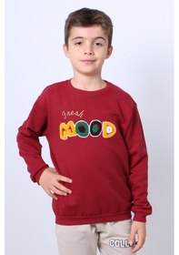 Resim Hçm Erkek Çocuk Şardonlu Sweat Mood Nakış Detaylı Ribanalı E35 Bordo 
