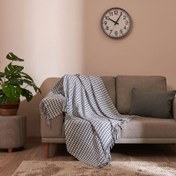 Resim Buca Yün Kazayağı Desenli Koltuk Örtüsü - Gri- 130x170 cm 