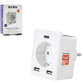 Resim S-LİNK SL-04 Akıllı Priz Wi-Fi Tuya Destekli 10A 2.4Ghz 2XUSB 