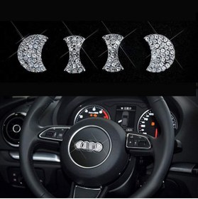 Resim idealaksesuar Audi Taşlı Direksiyon Logosu Kristal Audi Stone Steering Wheel Logo Crystal Arma İç Logo 4 Parça 