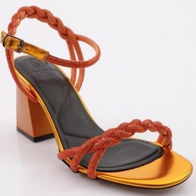 Resim Dgn 806 Kadin Silver Taş Burgulu Topuklu Sandalet 806-1922-R0199 Turuncu 