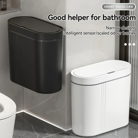 Resim 1 Akıllı Hareket Sensörlü Çöp Kutusu - Sessiz Kapanma, Otomatik Algılama, Koku Geçirmez Tasarım ve AA Pil Gücüyle Çalışır (Piller Dahil Değildir), Mutfak, Banyo, Oturma Odası, Ofis İçin Uygun 