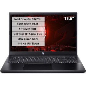 Resim Acer Nitro V 15 NH.QNBEY.001-2 i5-13420H 8 GB 1 TB M.2 SSD RTX 4050 15.6" Dos Dizüstü Bilgisayar 