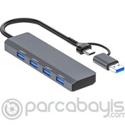 Resim ALLY ADS-305D 4in1 USB-Type-C to 4X USB3.0 HUB Çoğaltıcı Çevirici Dönüştürücü Adaptör ALLY ADS-305D 4in1 USB-Type-C to 4X USB3.0 HUB Çoğaltıcı Çevirici Dönüştürücü Adaptör