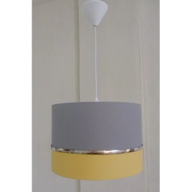 Resim M-331 Gri Sarı Kumaş Kaplama Salon Oturma Odası Yatak Odası Genç ve Çocuk Odası Avize Sarkıt Aydınlatma. 