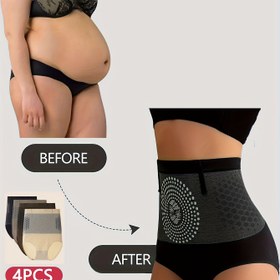 Resim 4 Adet Yüksek Bel Karın Kontrolü Şekillendirici Kadın İç Çamaşırı, Kalça ve Bacak İnceltme Vücut Şekillendirici, Şişman Bayanlar için Göbek Kontrollu İç Çamaşırı, Şık Tasarım Destekli Hafif Shapewear 