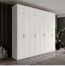 Resim Guneystore Milas Gold 8 Kapaklı Komple Mdf Yüklüklü Gardırop 