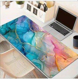 Resim Sge Teknoloji 65x25 Cm Renkli Mermer Temalı Kaydırmaz Taban Speed Yüzey Oyuncu Mouse Pad Gaming 