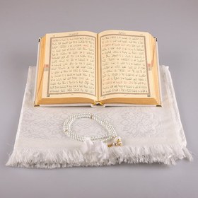 Resim Asetat Kutulu Beyaz Kadife Kuran-ı Kerim Seti 