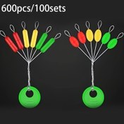 Resim 600 Adet (100 Set) Sağlam Balıkçılık Şamandıraları - Toksik Olmayan Hızlı Batma Silindir/Zeytin Şekilli, Kırmızı/Sarı/Yeşil Renkler Tatlısu/Tuzlu Su Balıkçılığı İçin, Babalar Günü Hediyesi İdeal, Yoğun Balıkçılık Aksesuarları, Canlı Renk Tasarımı, Dayanıklı Tel Halka Bağlantısı, Yüksek Kalite Şamandıra, Açık Hava Sporcuları İçin 