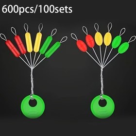Resim 600 Adet (100 Set) Sağlam Balıkçılık Şamandıraları - Toksik Olmayan Hızlı Batma Silindir/Zeytin Şekilli, Kırmızı/Sarı/Yeşil Renkler Tatlısu/Tuzlu Su Balıkçılığı İçin, Babalar Günü Hediyesi İdeal, Yoğun Balıkçılık Aksesuarları, Canlı Renk Tasarımı, Dayanıklı Tel Halka Bağlantısı, Yüksek Kalite Şamandıra, Açık Hava Sporcuları İçin 