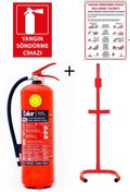 Resim ÇAKIR 6kg Yangın Tüpü,yangın Tüpü Kullanım Talimatı, Yangın Tüpü Levhası, Ve C Tipi Sehpa 4lü Set 