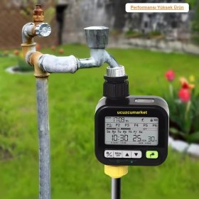 Resim Ucuzcu Market Yağmur Sensörlü 3 Programlı Dijital Bahçe Sulama Zamanlayıcı (Lcd Ekran-Digital Progranabilir) 