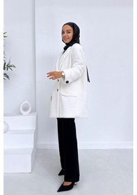 Resim Ka Hijab Vatkalı Kürk Kaban - Beyaz Beyaz 