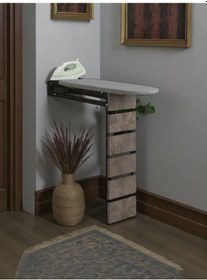 Resim Ütü Masası Papatya Duvara Monte Katlanabilir Ütü Masası Pratik Sağlam Metal Yapılı Gri 