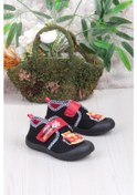 Resim Fort 3449 Gz Araba Figürlü Anaokulu Kreş Ev Erkek Çocuk Keten Panduf Ayakkabı Siyah 