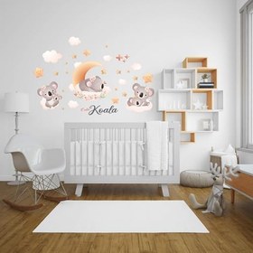 Resim Sevimli Uykucu Koala Çocuk Odası Duvar Sticker Seti (60x60) 