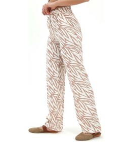 Resim Wpr Zebra Desen Yüksek Bel Keten Pantolon - Bej-bej Bej 