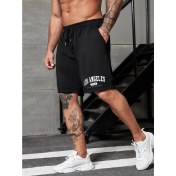Resim DAXİS Sportwear Company Erkek Siyah Penye Los Angeles Baskılı Şort 