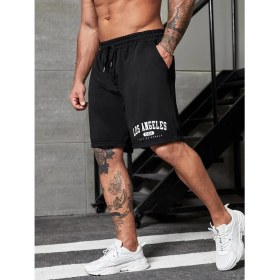 Resim DAXİS Sportwear Company Erkek Siyah Penye Los Angeles Baskılı Şort 