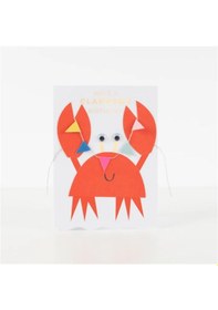 Resim Meri Meri - Crab With Bunting Card - Yengeç Tebrik Kartı 