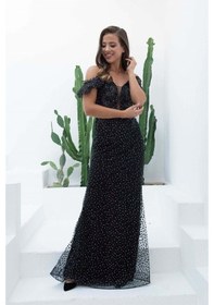 Resim Carmen Kadın Düşük Omuzlu Abiye Elbise 5815625 Siyah Siyah 