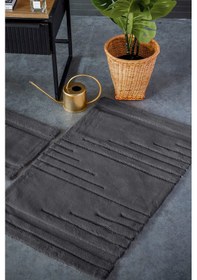 Resim Hcw Vegas Antrasit %100 Pamuk Viskon 2 Parça Banyo Paspas Seti 40 60+60 100 Cm Antrasit 