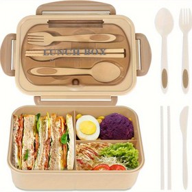 Resim Yetişkinler için 1 set Bento Kutusu, Yetişkinler için 40.58oz Öğle Yemeği Kapları, Sızdırmaz Öğle Yemeği Kutusu ve Çatal-Bıçak Takımı, BPA'sız, Mikrodalga Fırın Güvenli 3 Bölme Bento Kutu, Pembe 