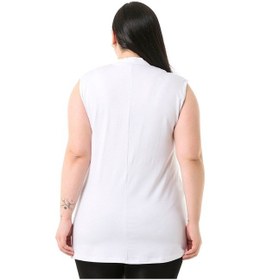 Resim Disentis Büyük Beden Yarım Balıkçı Yanı Yırtmaçlı Uzun Viskon Beyaz Body 