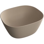 Resim VitrA Plural 7811b474-0016 Kare Yüksek Çanak Lavabo, 45 Cm, Mat Kil Beji 