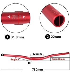 Resim Baygın Bisiklet Wake Alüminyum Siyah Riser MTB Gidon 31.8 780MM Yüksek Mukavemetli ve Ergonomik Yapı 