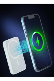Resim peltech 5000 mAh Kablosuz Şarj Destekli Magsafe Taşınabilir Şarj Aleti Powerbank 