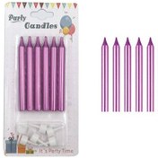 Resim Pembe İnce Mum 8 Cm 6 Lı 