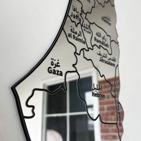 Resim Filistin Haritası Duvar Dekoru - Ahşap Üzeri Aynalı Pleksi - Gümüş / 32 x 90 cm 
