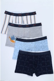 Resim Toontoy Erkek Çocuk Baskılı Pamuklu Lastikli Boxer - 4'lü Paket 