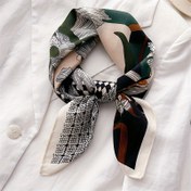 Resim Kadın Modası Şık Çiçek Bahçe Eşarbı, 70cm Kare Polyester Elyaf Şal, İlkbahar, Sonbahar ve Kış İçin Zarif Baskılı Küçük Yaka Eşarbı 